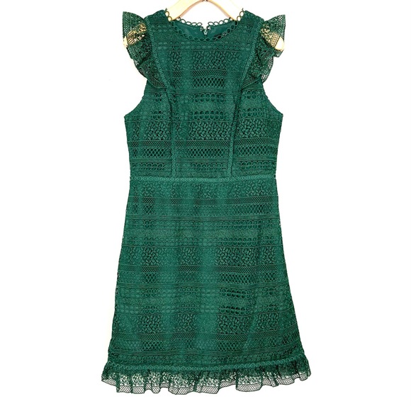 J. Crew Cap-Sleeve Ruffled Lace Dress Women’s Size 2 High Neck Sheath Cocktail - Picture 2 of 8